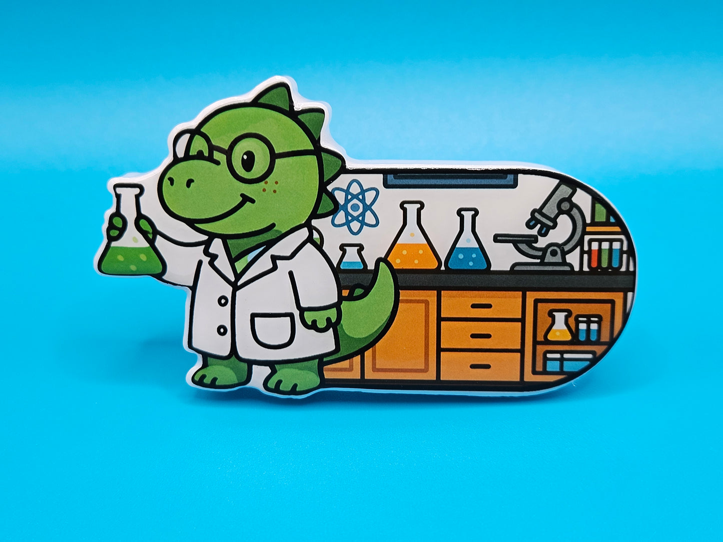 Bathroom Toilet Handle - Scientist Dinosaur