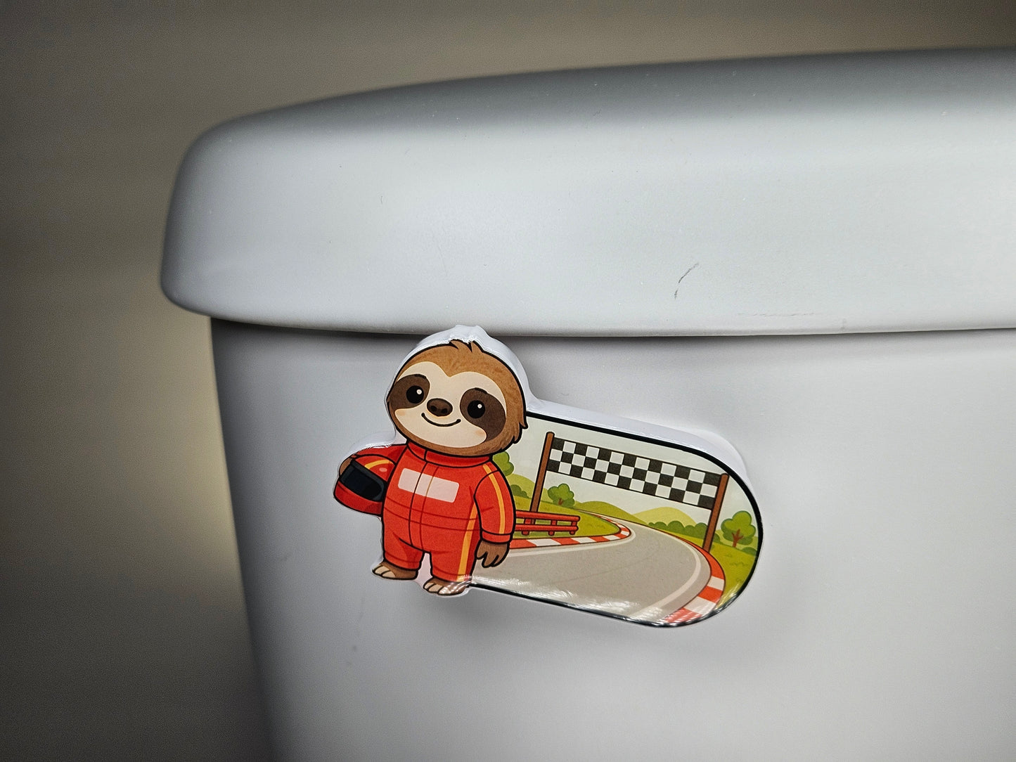 Bathroom Toilet Handle - Racecar Driver Sloth