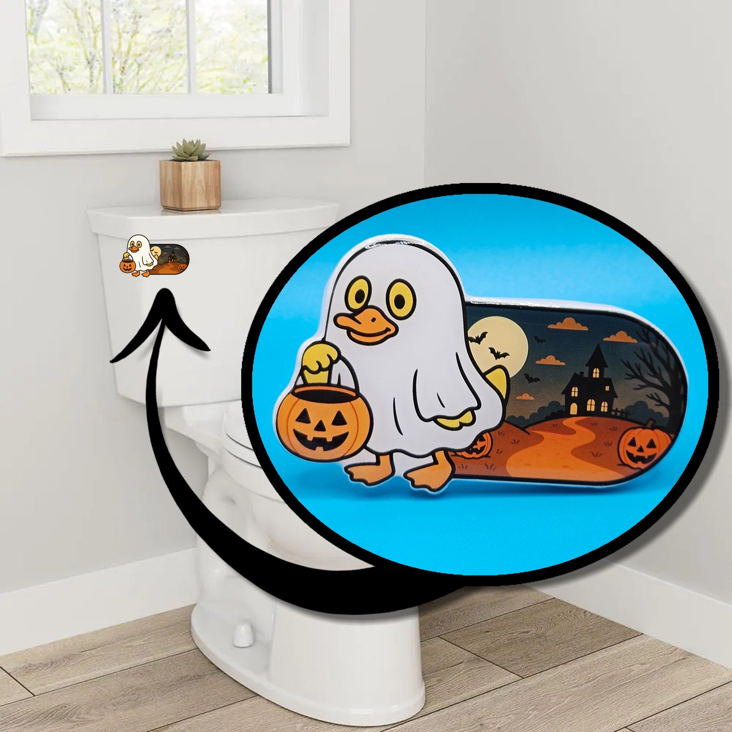 Bathroom Toilet Handle - Halloween Ghost Duck
