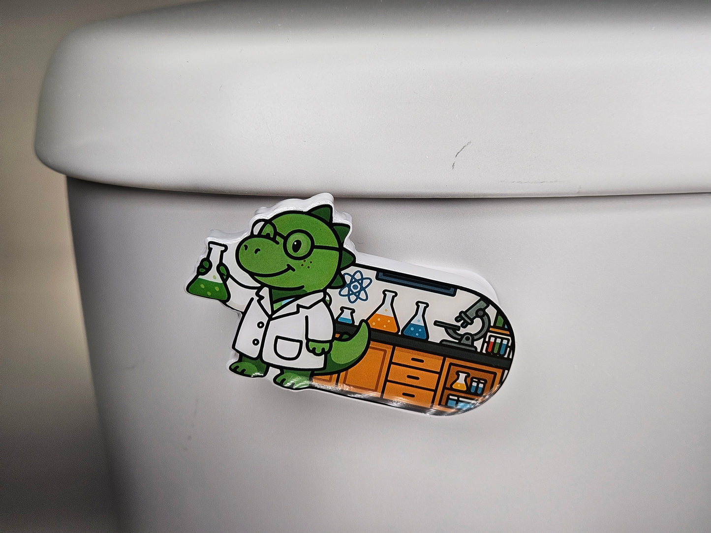 Bathroom Toilet Handle - Scientist Dinosaur