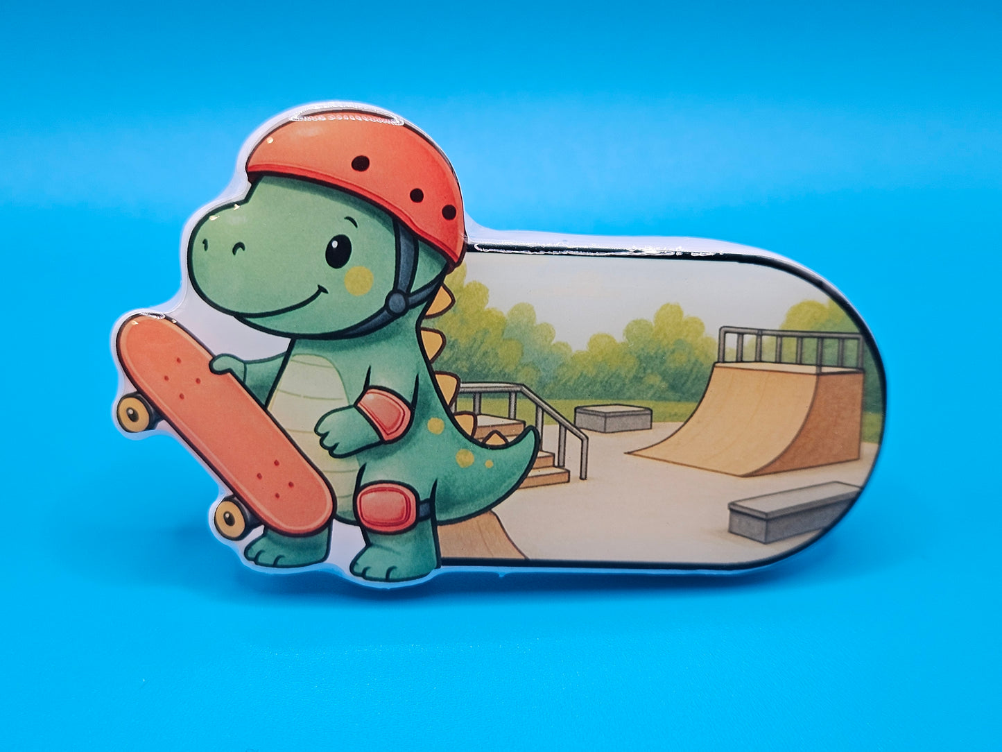 Bathroom Toilet Handle - Skateboard Dinosaur