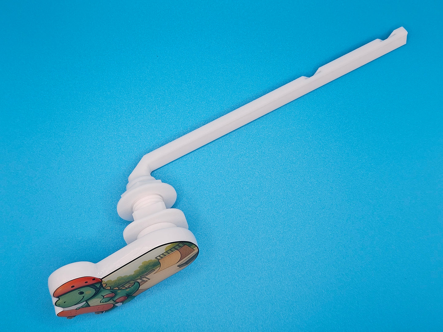 Bathroom Toilet Handle - Skateboard Dinosaur