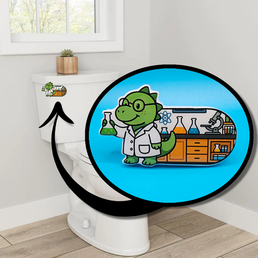 Bathroom Toilet Handle - Scientist Dinosaur