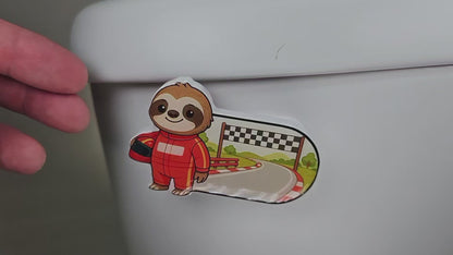 Bathroom Toilet Handle - Racecar Driver Sloth
