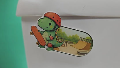 Bathroom Toilet Handle - Skateboard Dinosaur