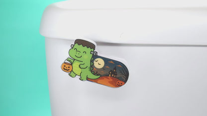 Bathroom Toilet Handle - Halloween Frankenstein Dinosaur